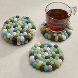 MODWOOL Felt Ball Four Piece Round 4" Diameter Coaster Set