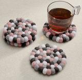 MODWOOL Felt Ball Four Piece Round 4" Diameter Coaster Set