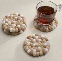 MODWOOL Felt Ball Four Piece Round 4" Diameter Coaster Set