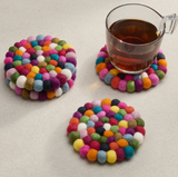 MODWOOL Felt Ball Four Piece Round 4" Diameter Coaster Set