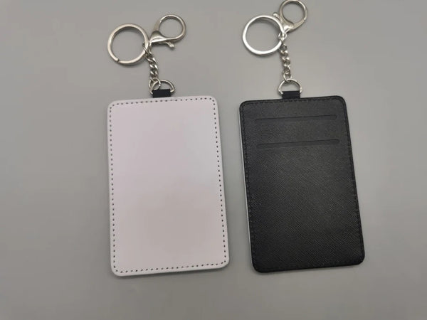 Leather Card ID Holder Keychain