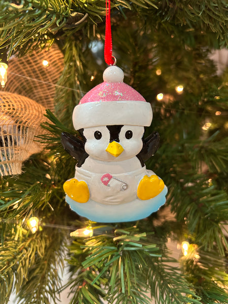 Pink Baby Penguin Ornament